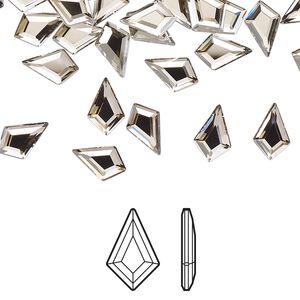 Flat back 6pk crystal silver shade foil back, Crystal Passions&reg; 8.6x5.6mm kite 2771