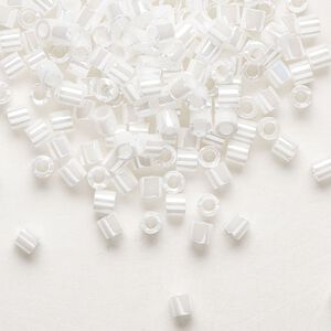 Seed bead, Delica&reg;, glass, pkg/50g, #8 round, opaque luster white pearl (DBL-0201).
