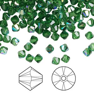 Bead 1440pk fern green AB, Swarovski&reg; 4mm XILION bicone 5328