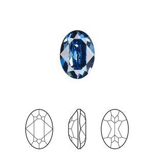 Fancy stone 1pk cool blue foil back, Crystal Passions&reg; Regenerated 14x10mm oval 4120