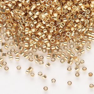 Seed bead, Delica&reg; 1pkg250g glass, #10 round, opaque galvanized yellow gold / outside dyed (DBM-0410)