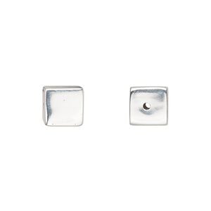 Bead 1pkg1 sterling silver, 8mm cube
