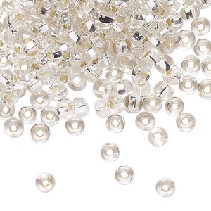 Seed bead, Preciosa Ornela Czech glass, pkg/50g, #6 rocaille, transparent silver-lined clear, (78102).