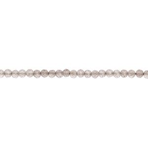 Smoky quartz 1pkg1, faceted round bead 13 inch 2mm