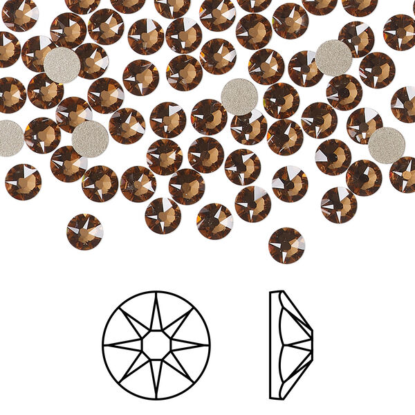 Flat back 1pkg1440 light smoked topaz foil back, Swarovski&reg; ReCreated&trade;, 3.8-4mm rose round SS16 2088 image number 0