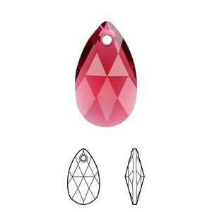Drop 1pk scarlet, Crystal Passions&reg; 22x13mm pendant pear 6106