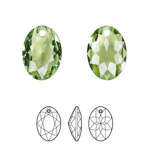 Drop 36pk peridot, Swarovski&reg; 16mm pendant elliptic cut 6438