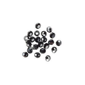 Bead, Vintage Crystal&trade;, Jet Hematite 2X, 3mm faceted round (5015). Sold per pkg of 24.