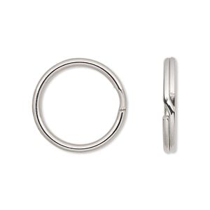 Key ring 1pkg100 nickel-finished, 20mm round, 16.6mm inside diameter / steel