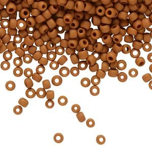 Seed bead, TOHO BEADS&reg;, glass, pkg/250g, #8 round, opaque frosted terra cotta (TR-08-46LF).