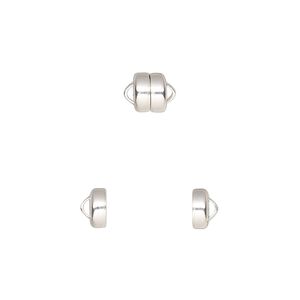 Clasp magnetic 1pkg12 sterling silver, 5.9x4.8mm barrel, Mag-Lok&reg; 1-strand