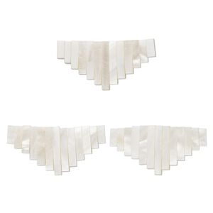 Drop, mother-of-pearl shell (bleached) 1pkg13, white, 10x4mm-28x5mm graduated hand-cut fan.