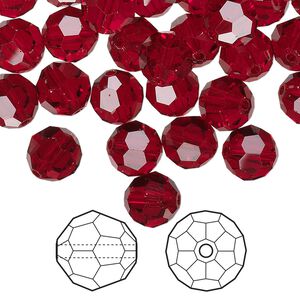 Bead 288pk Siam, Swarovski&reg; 8mm round 5000
