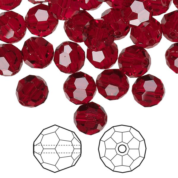 Bead 288pk Siam, Swarovski&reg; 8mm round 5000 image number 0