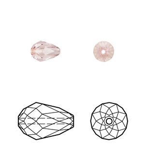 Bead 4pk light rose, Crystal Passions&reg; 9x6mm teardrop 5500