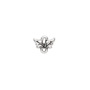 Link, TierraCast&reg;, antique silver-plated pewter (tin-based alloy), 11x6mm 2-sided leaf. Sold per pkg of 50.