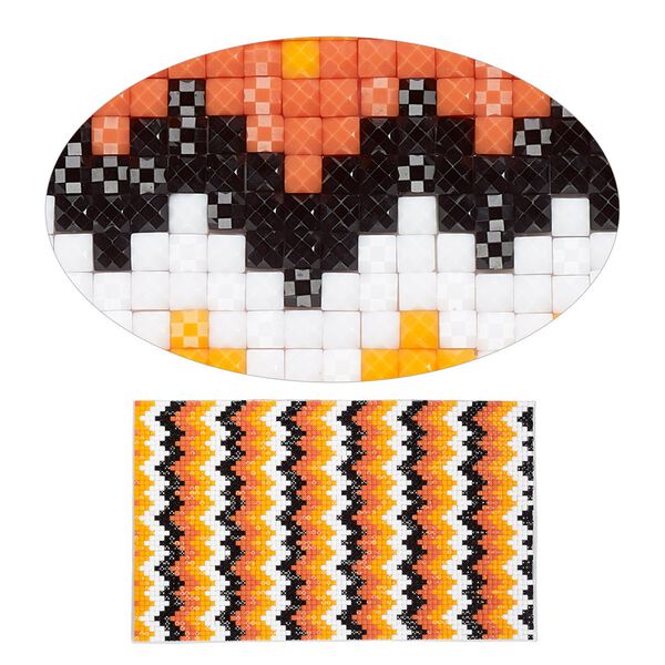 Adhesive sheet, My Style Deco Art&trade;, peel-off, resin and glue, oranges / black / white, 8 x 4-3/4 inch rectangle, 1.8mm thick with chevron design. Sold individually. image number 0