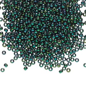 Seed bead, TOHO BEADS&reg;, glass, pkg/250g, #11 round, opaque higher-metallic June bug (TR-11-506).