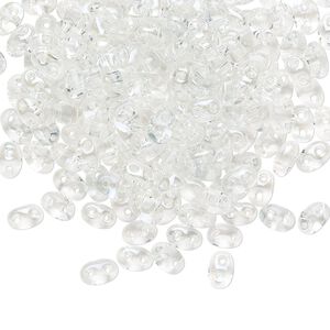 Seed bead, Preciosa Twin&trade; Czech glass, pkg/250g, 5x2.5mm oval, transparent lagoon clear, (20204).