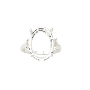 Ring, Sure-Set&trade;, sterling silver, 18x13mm 4-prong oval basket setting, size 7. Sold individually.