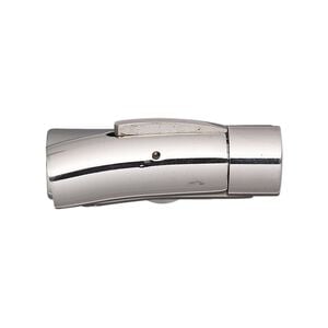 Clasp bullet 1pkg1 stainless steel, 31x10mm curved round tube / fits 7.5mm 1-strand