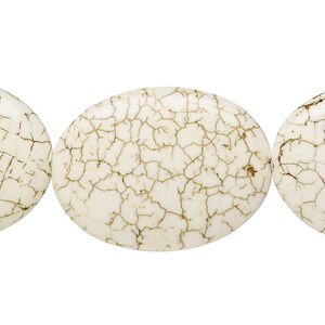 Magnesite 1pkg1, puffed oval bead 15.5-16 inch 40x30mm