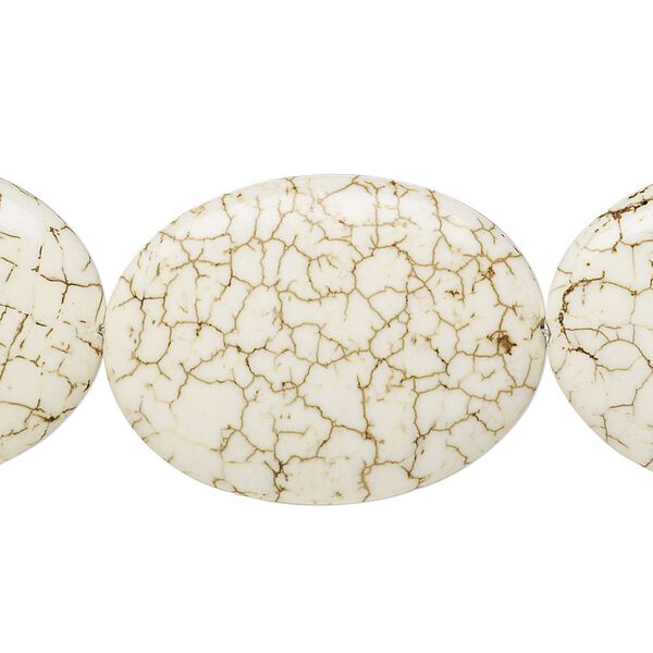 Magnesite 1pkg1, puffed oval bead 15.5-16 inch 40x30mm image number 0