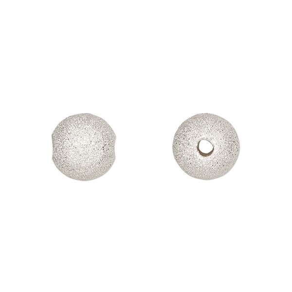 Bead 1pkg1 sterling silver, 10mm stardust round image number 0