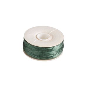 Thread, Nymo&reg;, nylon, green, size OO. Sold per 110-yard bobbin.