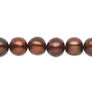 Pearl, cultured freshwater pearl (dyed), pkg/15-1/2 to 16 inches, 8-9mm potato, D grade, dark copper rose.
