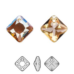 Drop 1pk light Colorado topaz shimmer, Crystal Passions&reg; 16mm pendant princess cut 6431