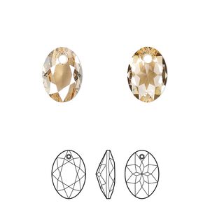 Drop 2pk crystal golden shadow, Crystal Passions&reg; 11.5mm pendant elliptic cut 6438