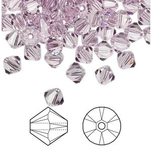 Bead 144pk light amethyst, Crystal Passions&reg; 6mm bicone 5328