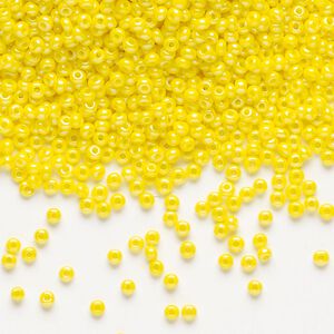 Seed bead, Preciosa Ornela Czech glass, pkg/50g, #11 rocaille, opaque rainbow lemon yellow, (84110).