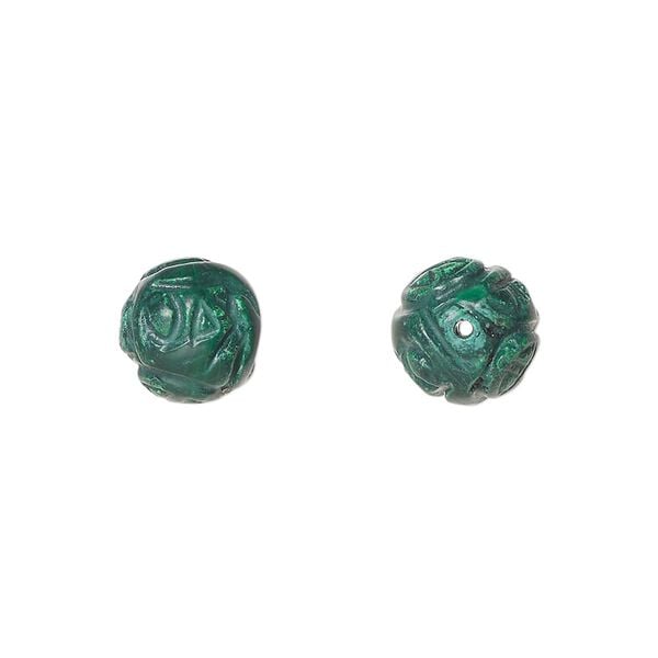 Malachite 1pkg2, hand-cut carved round bead natural 10mm image number 0