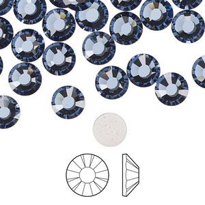 Flat back 144pk denim blue foil back, Preciosa MAXIMA Czech crystal hotfix rhinestone 7.069-7.272mm chaton rose round SS34