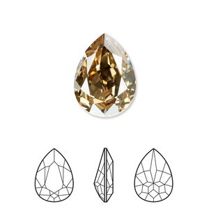 Fancy stone 48pk crystal golden shadow foil back, Swarovski&reg; 18x13mm pear 4320