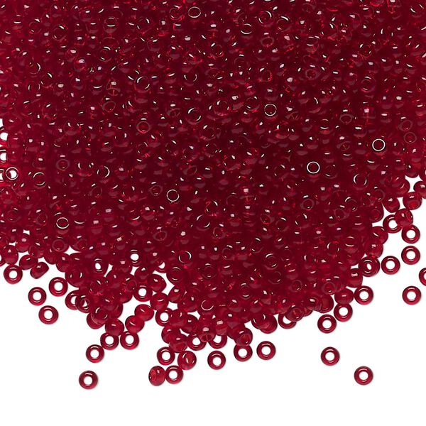 Seed bead, Preciosa Ornela Czech glass, pkg/50g, #11 rocaille, transparent garnet, (90120). image number 0