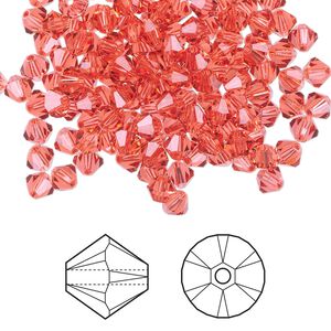 Bead 144pk padparadscha, Crystal Passions&reg; 4mm bicone 5328