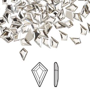 Flat back 24pk crystal silver shade foil back, Crystal Passions&reg; 6.4x4.2mm kite 2771