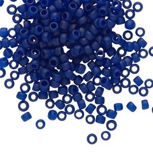Seed bead, TOHO BEADS&reg;, glass, pkg/7.5g, #8 round, translucent frosted cobalt (TR-08-8DF).