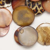 Mother-of-pearl shell 1pkg6oz, puffed flat round bead mix multi-brown 17-20mm image number 0
