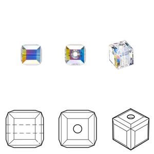 Bead 144pk crystal AB, Swarovski&reg; 6mm cube 5601