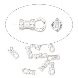 Crimp end 1pkg100 silver-plated, 4.5x3mm tube / loop / 1-1.5mm inside diameter, brass