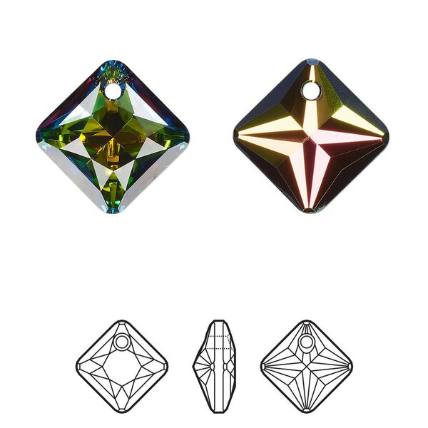Drop 1pk crystal vitrail medium P, Crystal Passions&reg; 16mm pendant princess cut 6431 image number 0