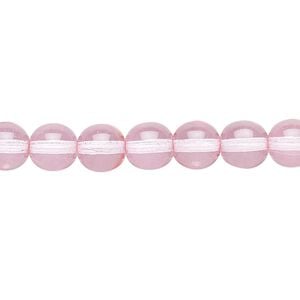 Bead, Czech dipped d&eacute;cor glass druk, pink, 8mm round. Sold per 15-1/2" to 16" strand.