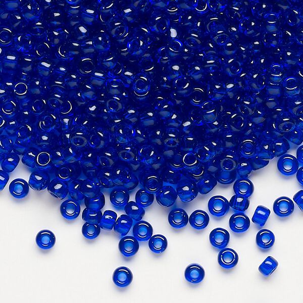 Seed bead, Dyna-Mites&trade;, glass, transparent cobalt, #8 round. Sold per 40-gram pkg. image number 0