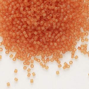 Seed bead, Delica&reg; 1pkg50g glass, #11 round, translucent matte amber yellow / outside dyed (DB-0781)