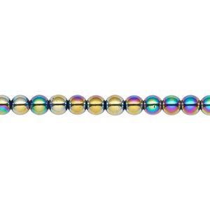 Hemalyke&trade; 1pkg1, rainbow round bead 15.5-16 inch 4mm