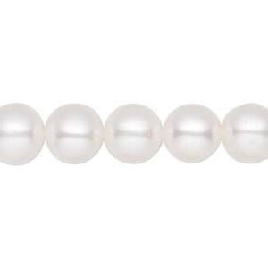 Pearl, White Lotus&trade;, cultured freshwater (bleached), white, 10-11mm semi-round, B- grade, Mohs hardness 2-1/2 to 4. Sold per 15-1/2" to 16" strand.